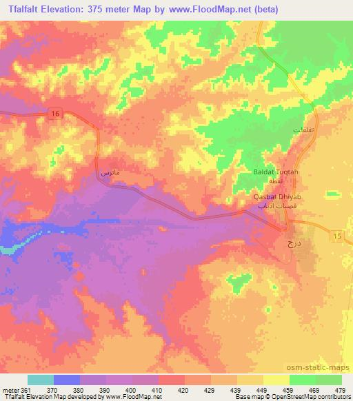 Tfalfalt,Libya Elevation Map