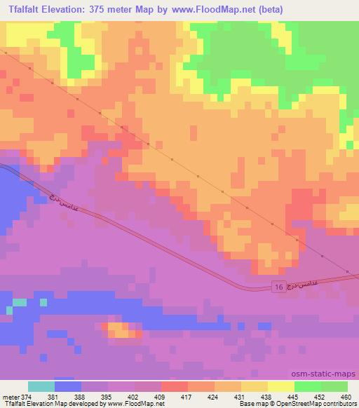Tfalfalt,Libya Elevation Map