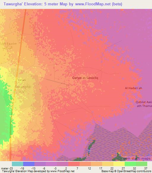 Tawurgha',Libya Elevation Map