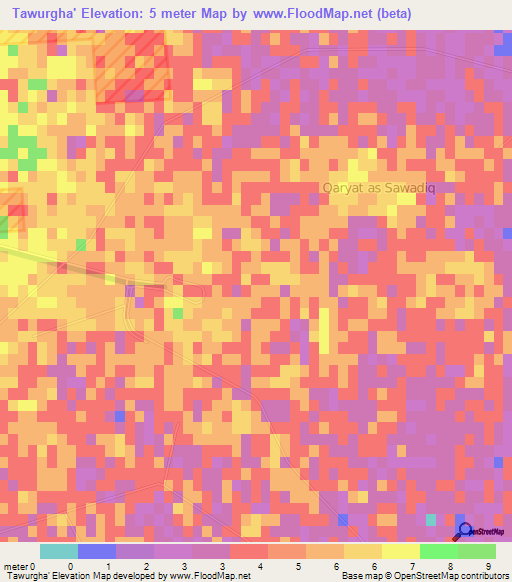 Tawurgha',Libya Elevation Map