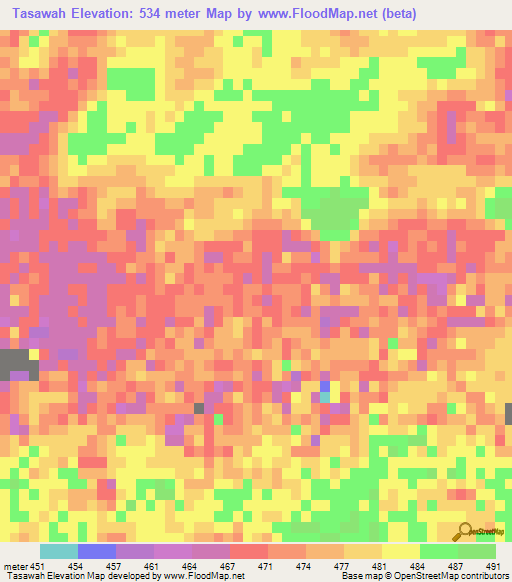 Tasawah,Libya Elevation Map