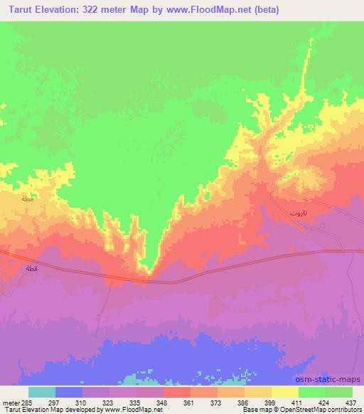 Tarut,Libya Elevation Map