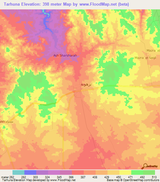 Tarhuna,Libya Elevation Map