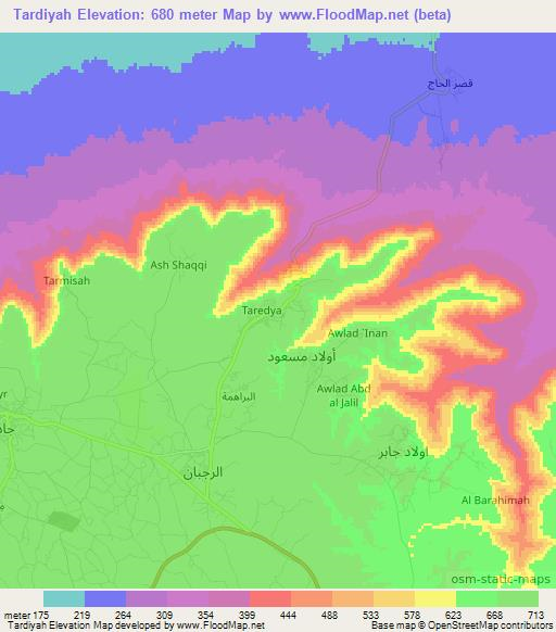 Tardiyah,Libya Elevation Map