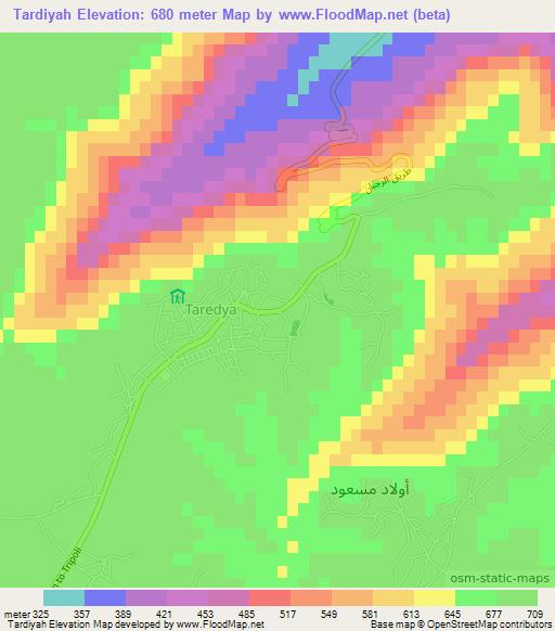 Tardiyah,Libya Elevation Map