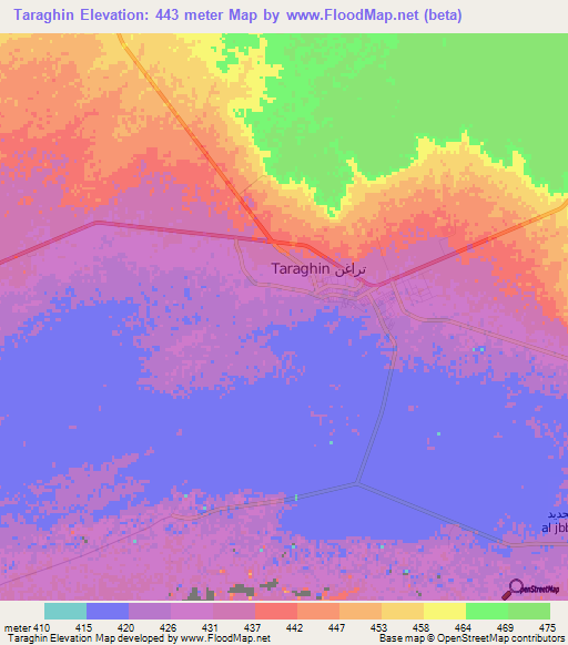 Taraghin,Libya Elevation Map