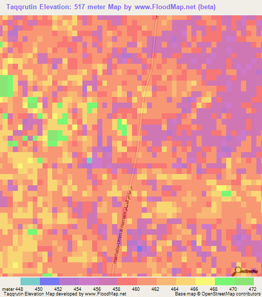 Taqqrutin,Libya Elevation Map