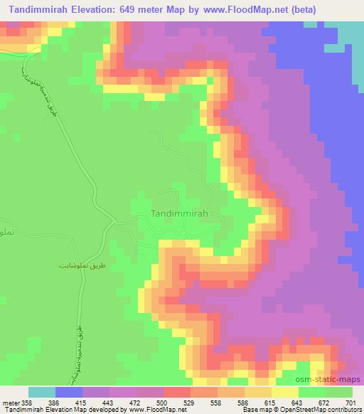 Tandimmirah,Libya Elevation Map