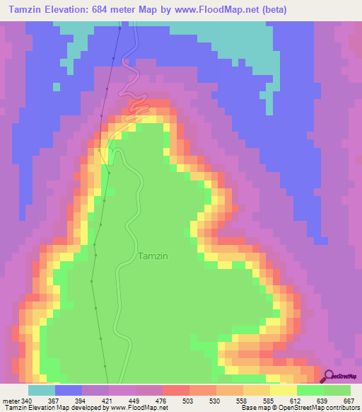 Tamzin,Libya Elevation Map