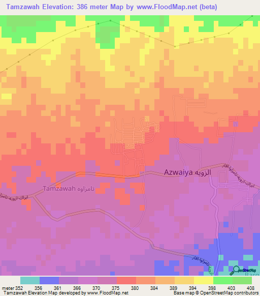 Tamzawah,Libya Elevation Map