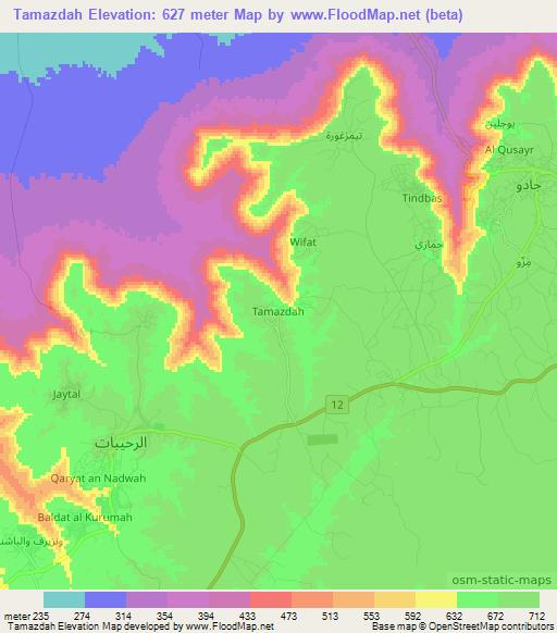 Tamazdah,Libya Elevation Map