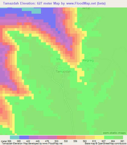 Tamazdah,Libya Elevation Map