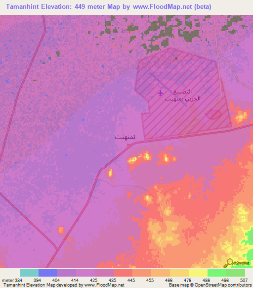 Tamanhint,Libya Elevation Map