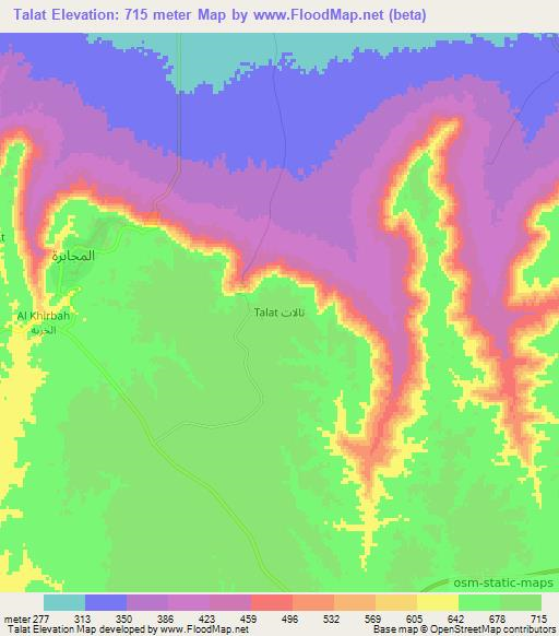 Talat,Libya Elevation Map