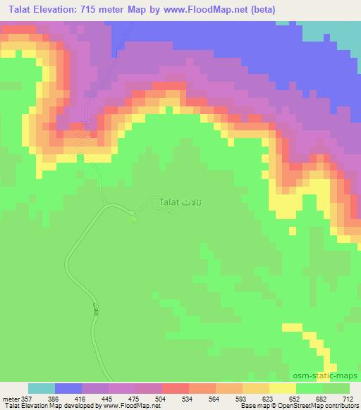 Talat,Libya Elevation Map