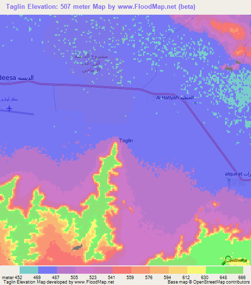 Taglin,Libya Elevation Map