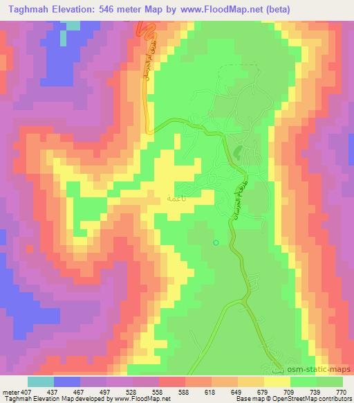 Taghmah,Libya Elevation Map