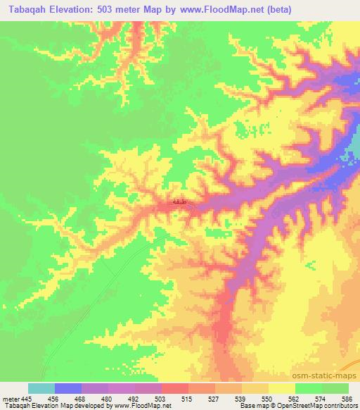 Tabaqah,Libya Elevation Map