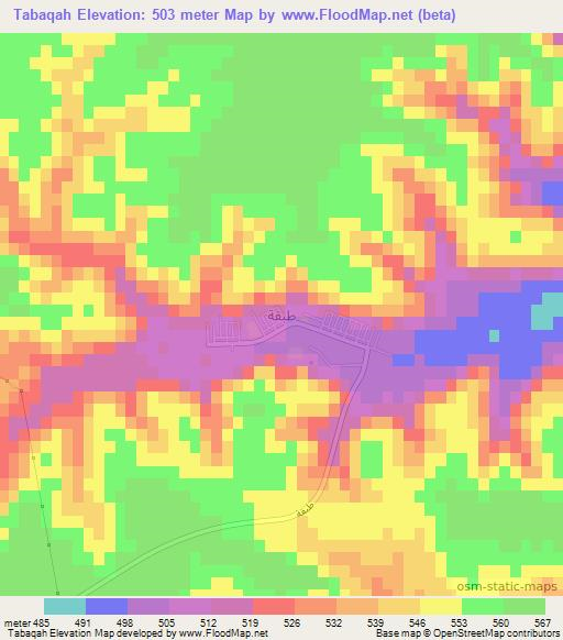 Tabaqah,Libya Elevation Map