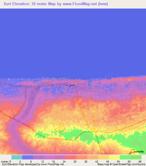 Surt,Libya Elevation Map