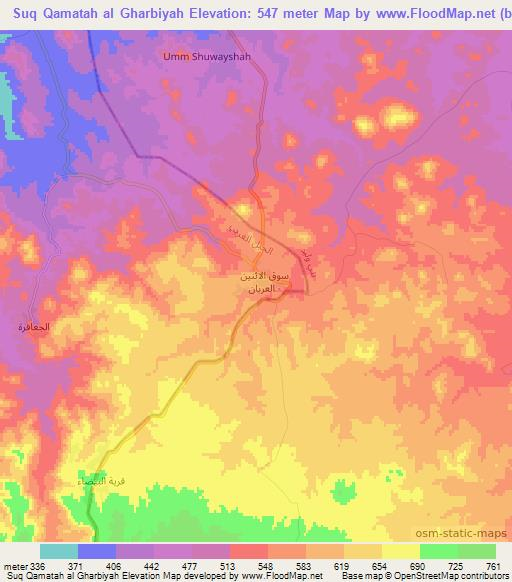 Suq Qamatah al Gharbiyah,Libya Elevation Map