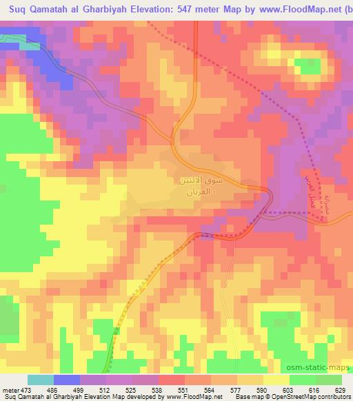 Suq Qamatah al Gharbiyah,Libya Elevation Map
