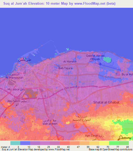 Suq al Jum`ah,Libya Elevation Map