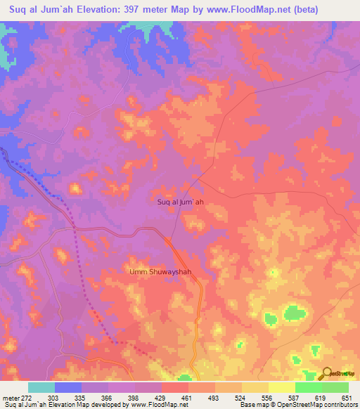 Suq al Jum`ah,Libya Elevation Map
