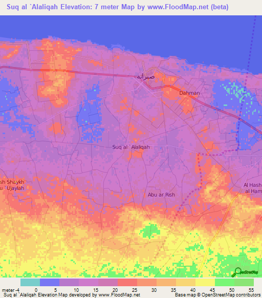 Suq al `Alaliqah,Libya Elevation Map