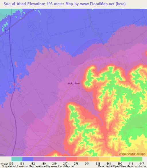 Suq al Ahad,Libya Elevation Map