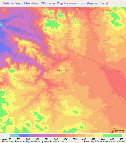 Sidi as Sayd,Libya Elevation Map