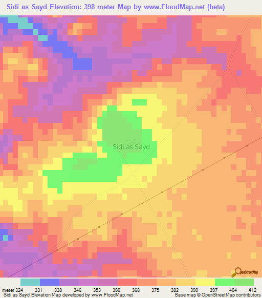 Sidi as Sayd,Libya Elevation Map