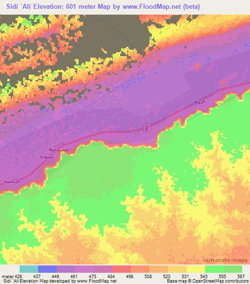 Sidi `Ali,Libya Elevation Map