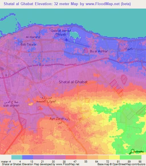 Shatal al Ghabat,Libya Elevation Map