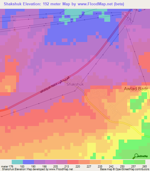 Shakshuk,Libya Elevation Map