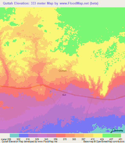 Quttah,Libya Elevation Map