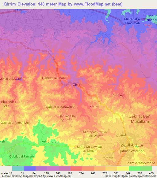 Qirrim,Libya Elevation Map