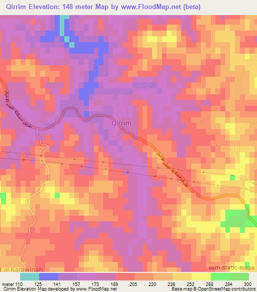 Qirrim,Libya Elevation Map