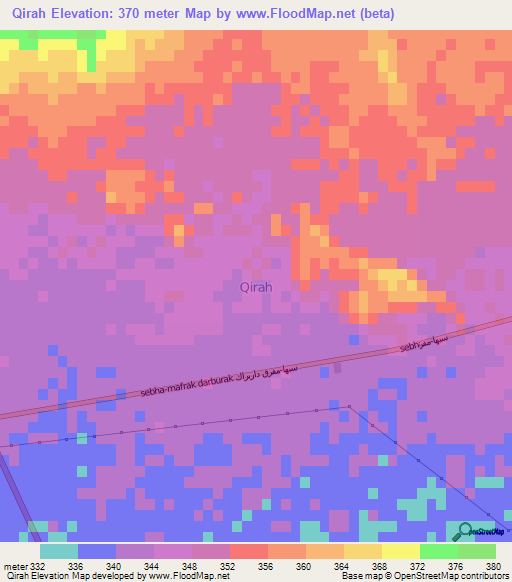Qirah,Libya Elevation Map