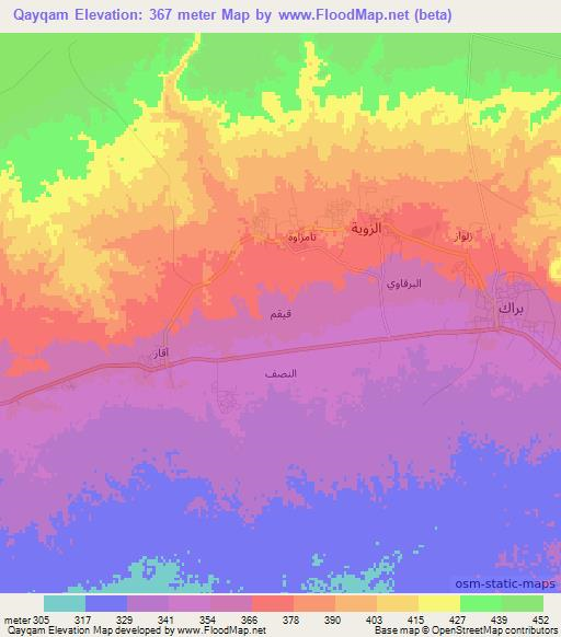 Qayqam,Libya Elevation Map