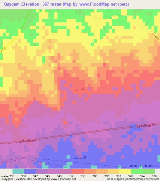 Qayqam,Libya Elevation Map