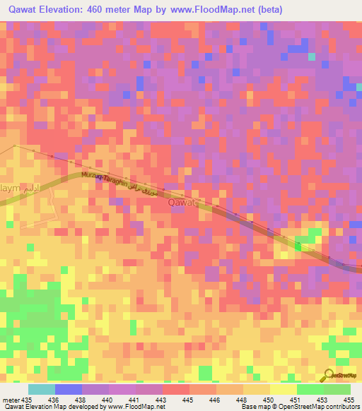 Qawat,Libya Elevation Map