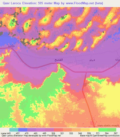 Qasr Larocu,Libya Elevation Map