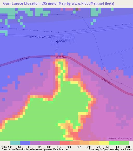 Qasr Larocu,Libya Elevation Map