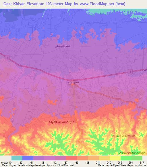 Qasr Khiyar,Libya Elevation Map