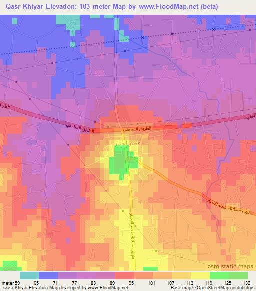 Qasr Khiyar,Libya Elevation Map