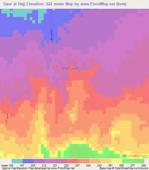 Qasr al Hajj,Libya Elevation Map