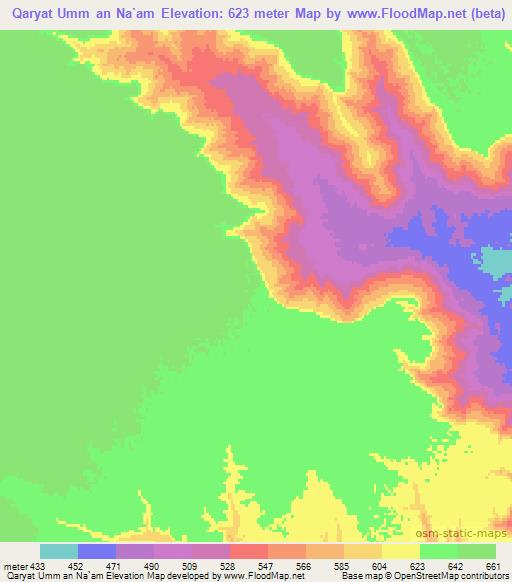 Qaryat Umm an Na`am,Libya Elevation Map