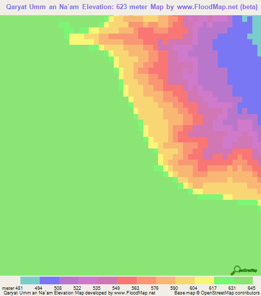 Qaryat Umm an Na`am,Libya Elevation Map