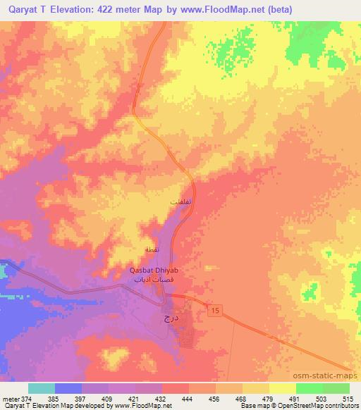 Qaryat T,Libya Elevation Map